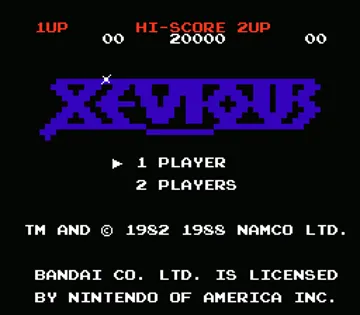Xevious - The Avenger (USA) screen shot title